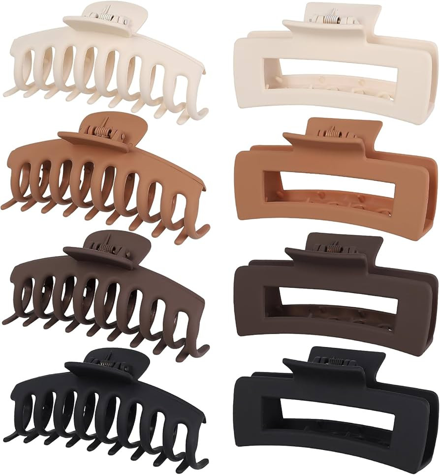 Mandydov Hair Clip, 8 Pcs Non-slip Matte Hair Claw Clips for Women, Strong Hold Clips for Thick T... | Amazon (US)