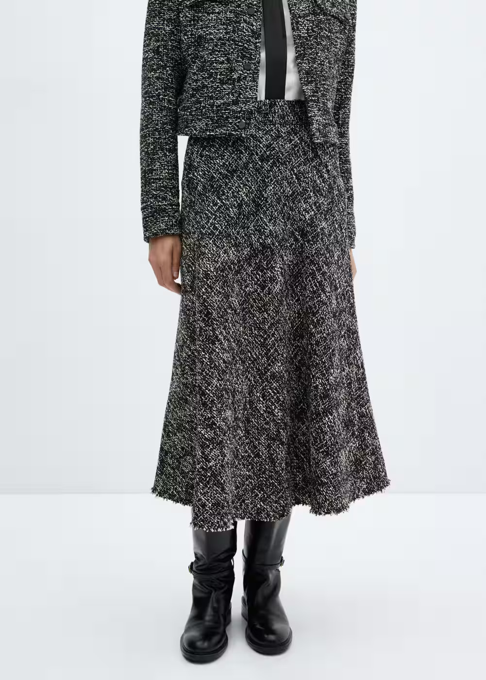 Tweed midi skirt -  Women | Mango United Kingdom | MANGO (UK)