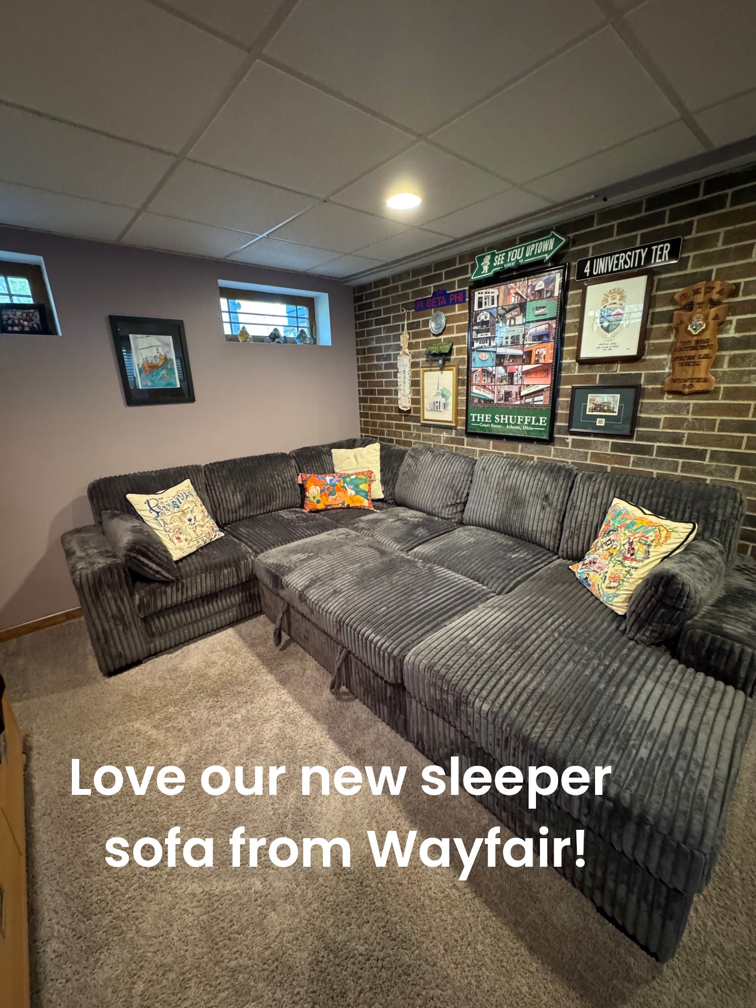 12 years to find the perfect solution for our game room. Photo shows the middle section pulled out as a lounger/sleeper. 

This u-shaped sectional is the perfect solution for movie nights and game days!  Has a great little shelf on the left end as well  

#LTKSaleAlert