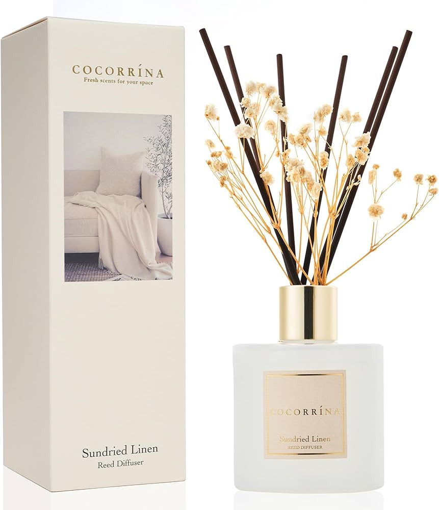 Cocorrína Reed Diffuser - Sundried Linen Scented Diffuser with 8 Sticks Home Fragrance Reed Diff... | Amazon (US)