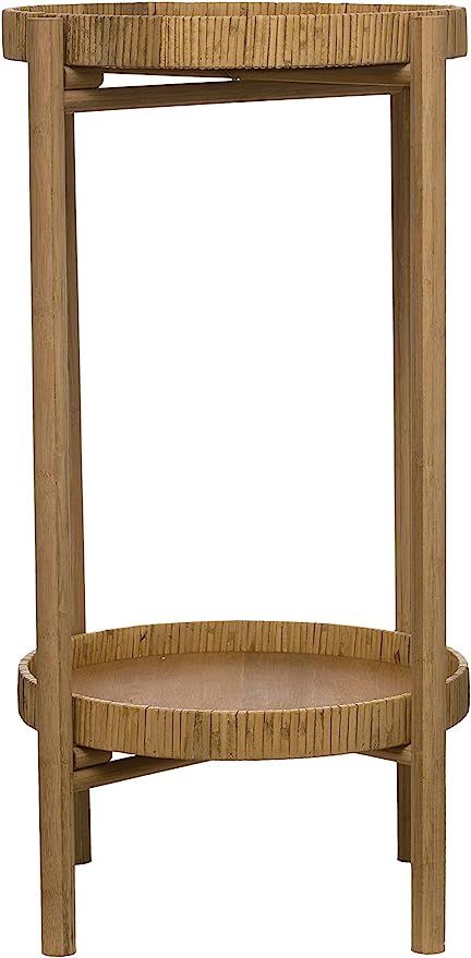 Bloomingville 15.75" Round Rattan & Bamboo 2-Tier Tray Removable Trays & Wood Frame Table, Beige | Amazon (US)