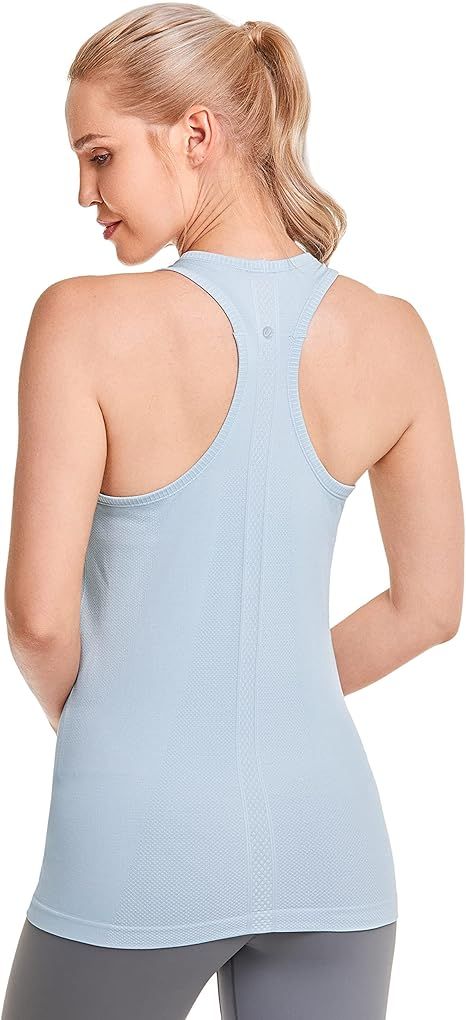 CRZ YOGA Seamless Workout Tank Tops for Women Racerback Athletic Running Gym Shirts Quick Dry | Amazon (US)