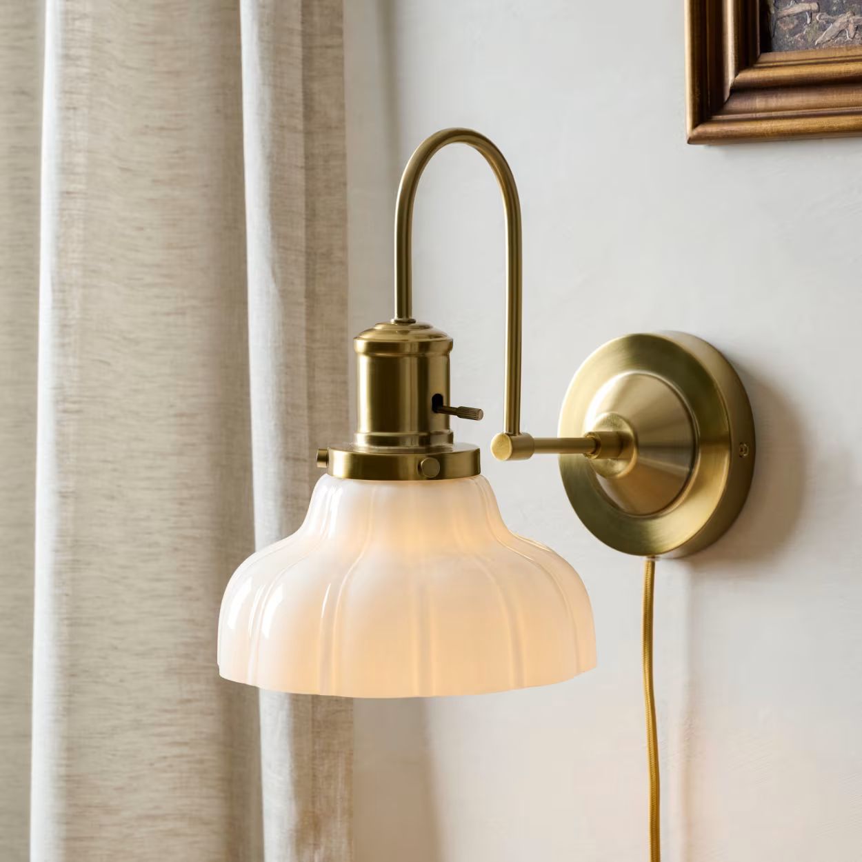 Polly Milk Glass Plug-in Sconce | Magnolia