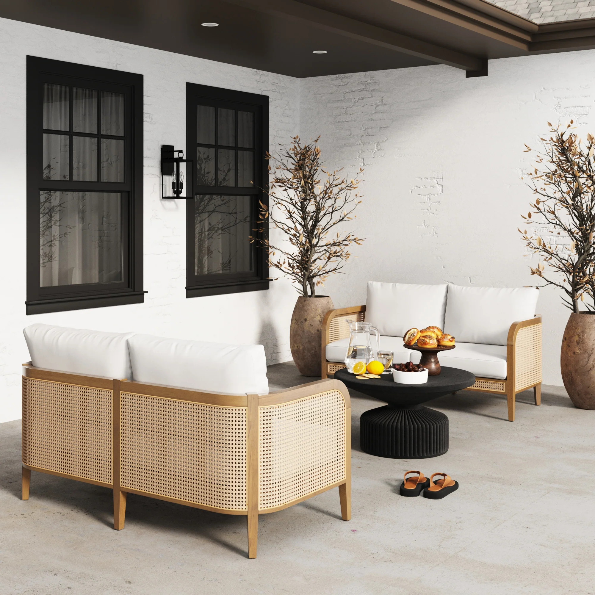 Set of 2 Rattan Outdoor Patio Loveseats | Nathan James