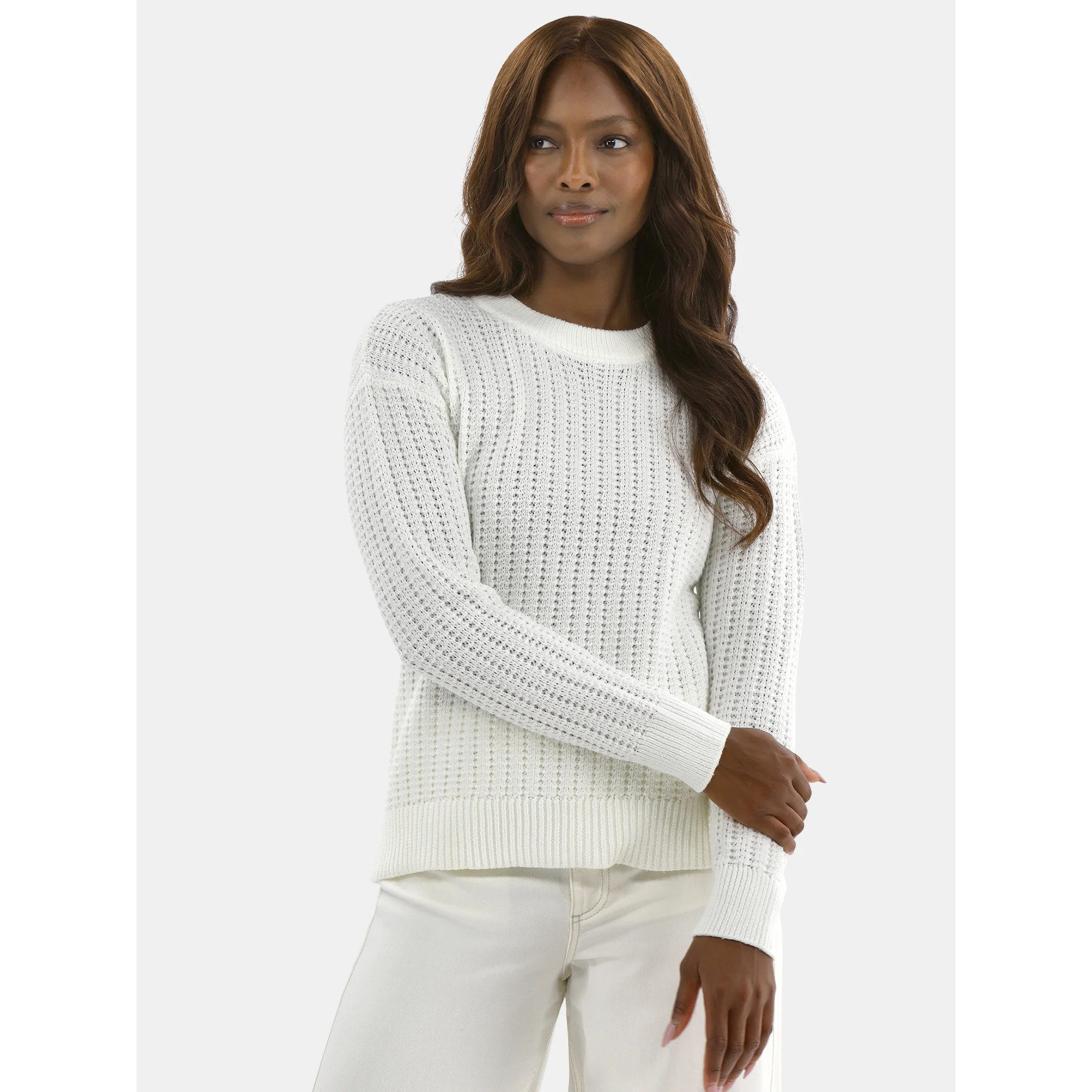 Time and Tru Women's and Women’s Plus Textured Stitch Sweater, Midweight, Sizes XS-4X | Walmart (US)