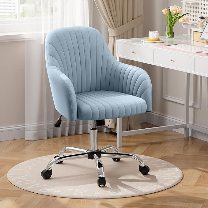 Warmiehomy Velvet Desk Chair for Home Office, Modern Adjustable Swivel Task Chair, Women Vanity C... | Amazon (US)