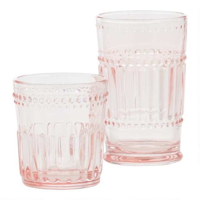 Blush Pink Pressed Bar Glasses Set Of 2 | World Market