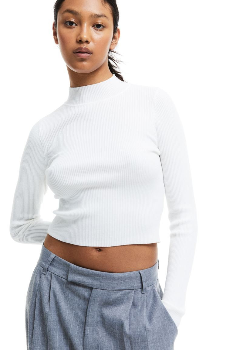 Rib-knit Mock Turtleneck Top | H&M (US + CA)