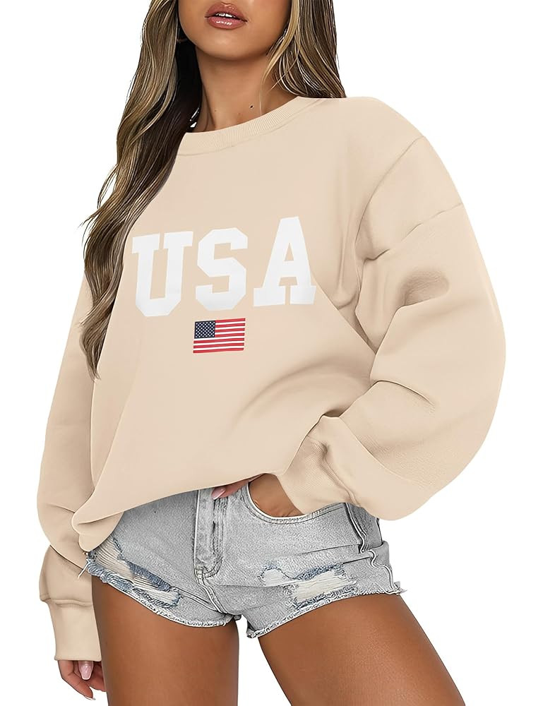 Micoson Women's Oversized Graphic Letter Print Sweatshirts Crewneck Fleece Pullover Tops Fall Win... | Amazon (US)