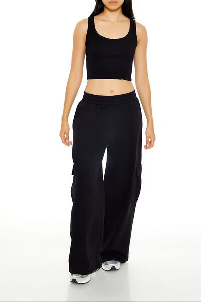Mid-Rise Wide-Leg Cargo Sweatpants | Forever 21