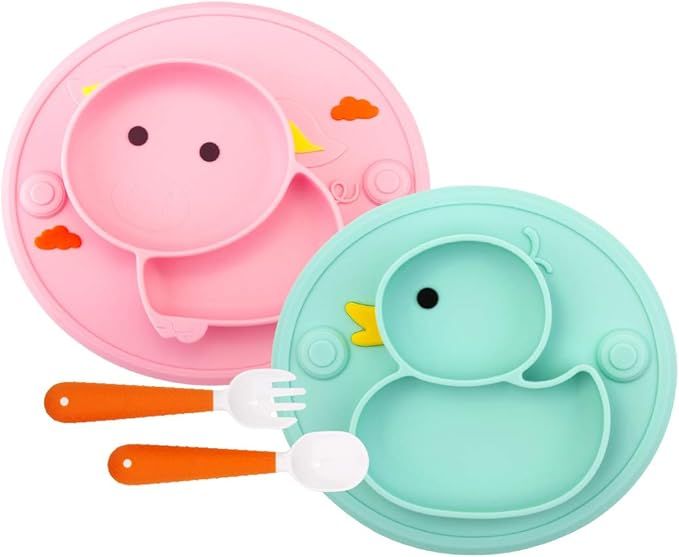 Qshare Toddler Plates, One-Piece Baby Plate for Toddlers and Kids, BPA-Free Strong Suction Plates... | Amazon (US)