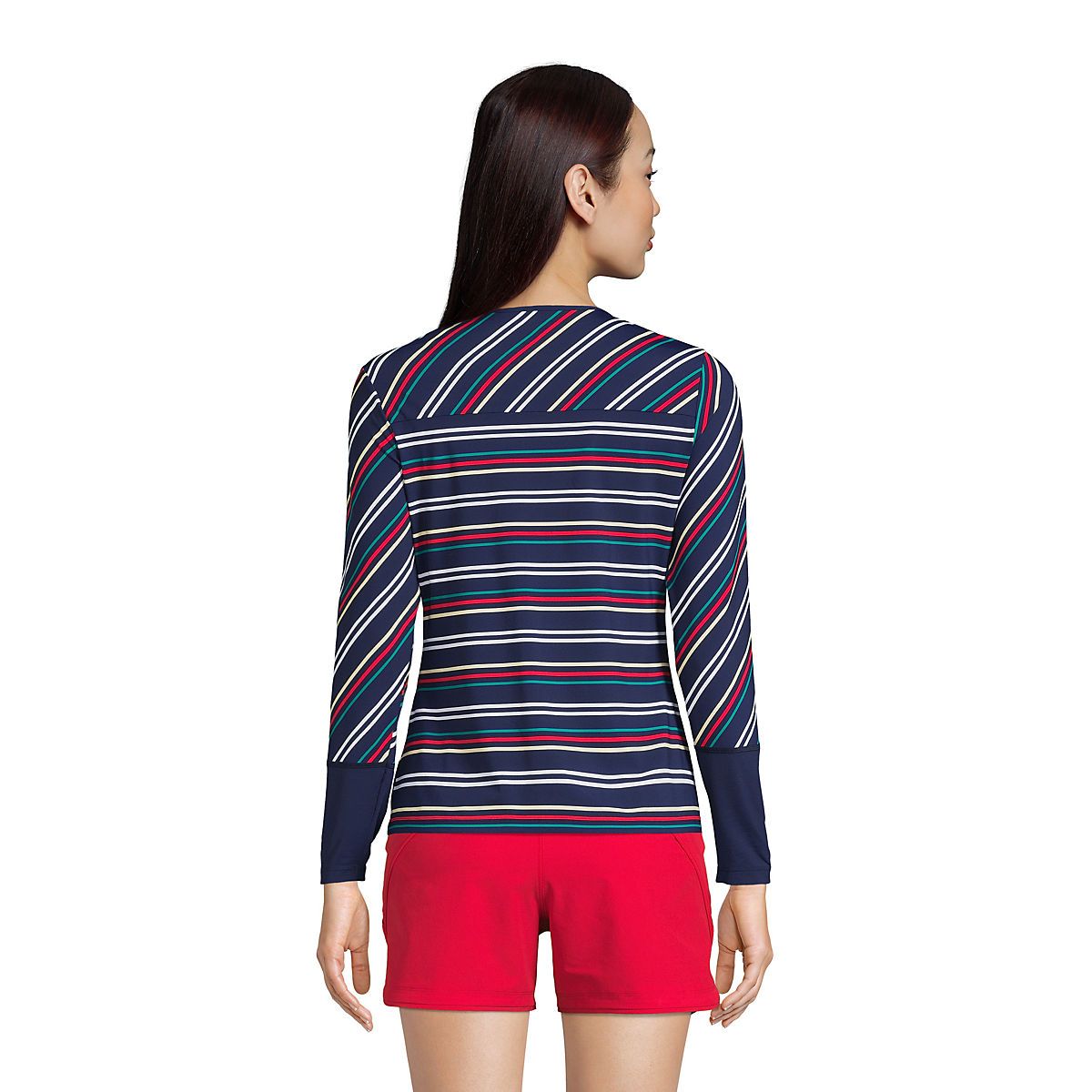 Women's Crew Neck Long Sleeve Rash Guard UPF 50 Sun Protection Modest Swim Tee | Lands' End (US)