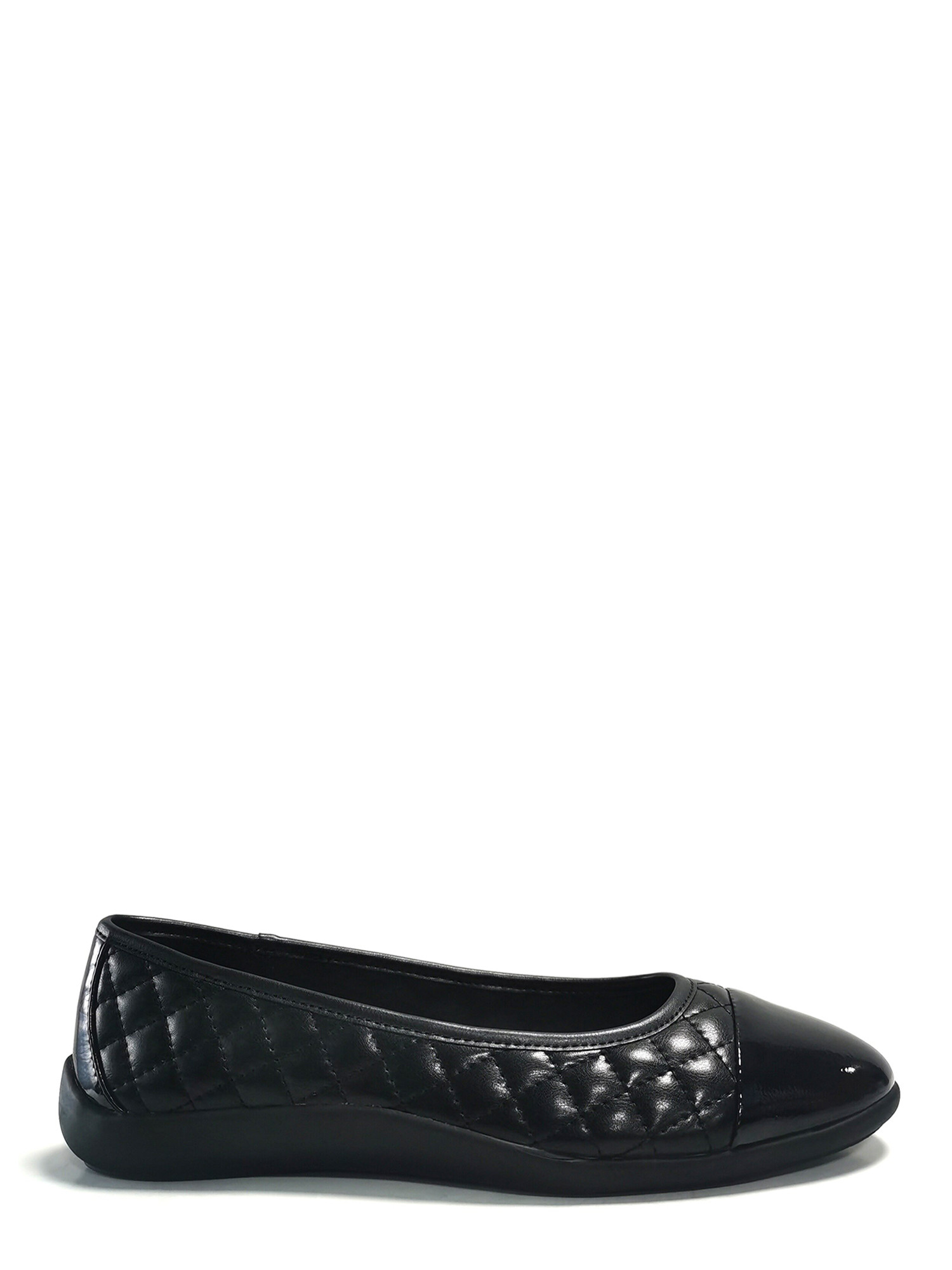 Time and Tru Women's Cap Toe Quilted Ballet Flats, Wide Width Available | Walmart (US)