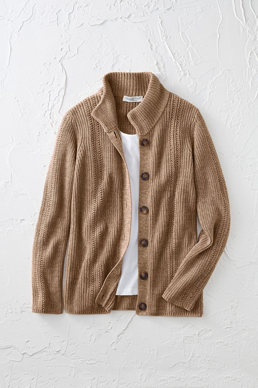 Shaker Detail Button Cardigan | Coldwater Creek