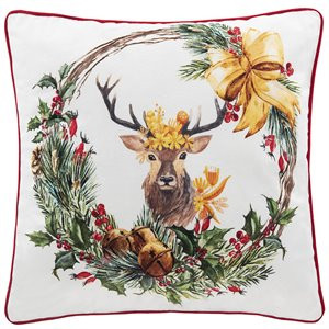 Safavieh Cranberry Christmas Throw Pillow in White and Green | Homesquare