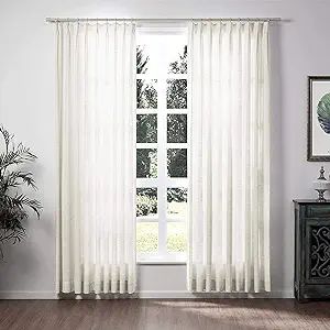 TWOPAGES 52 W x 84 L inch Pinch Pleat Darkening Drapes Faux Linen Curtains Drapery Panel for Livi... | Amazon (US)