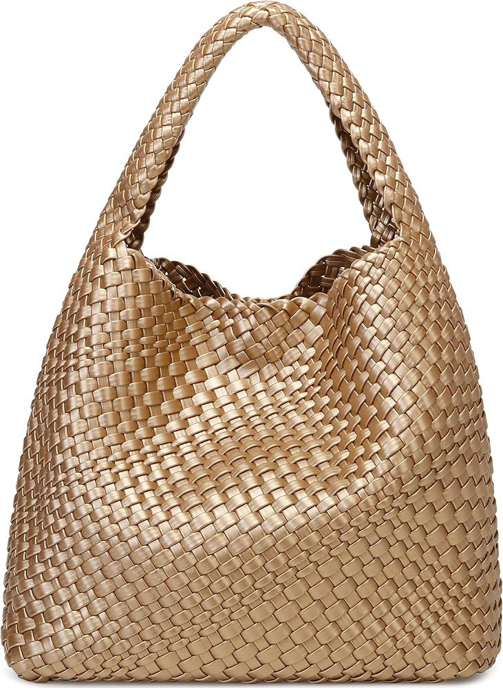 Fashion Woven Purse for Women Top-handle Shoulder Bag Soft Summer Hobo Tote Bag | Amazon (US)