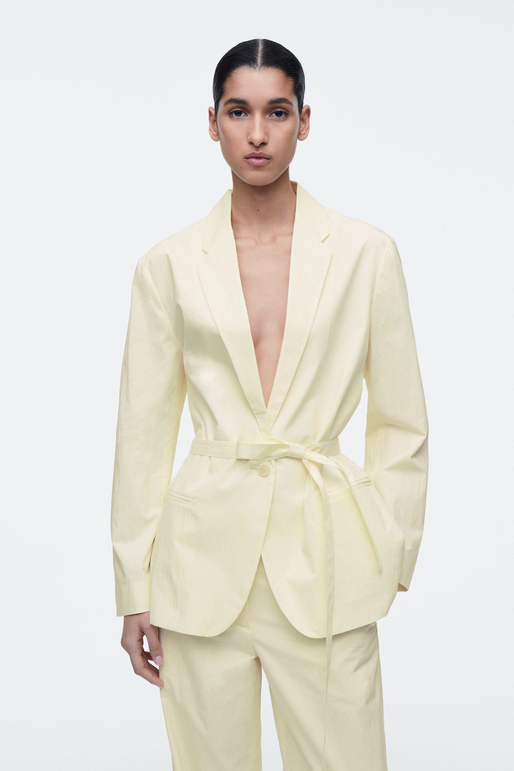 TIE-WAIST COTTON BLAZER - BUTTER YELLOW | COS GB | COS UK