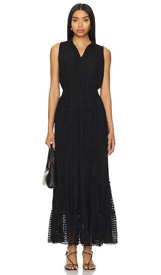 Tie Neck Tiered Maxi Dress in Rich Black | Revolve Clothing (Global)