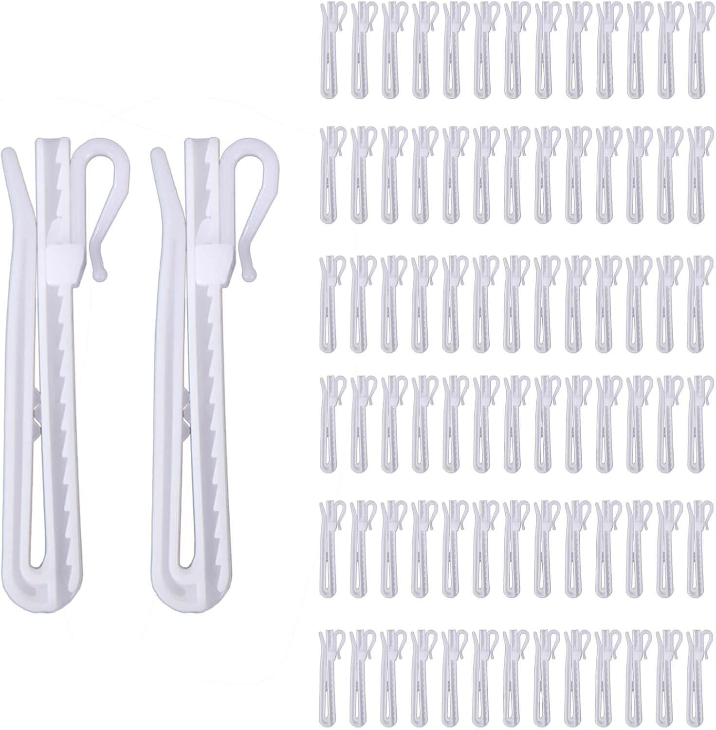 80 Pcs Plastic Adjustable Curtain Hooks Ratchet System Pinch Pleat Drapes Hooks Rust-Proof Shower Curtain Clips for Drapes Shower Window Door Curtains Zocang | Amazon (US)