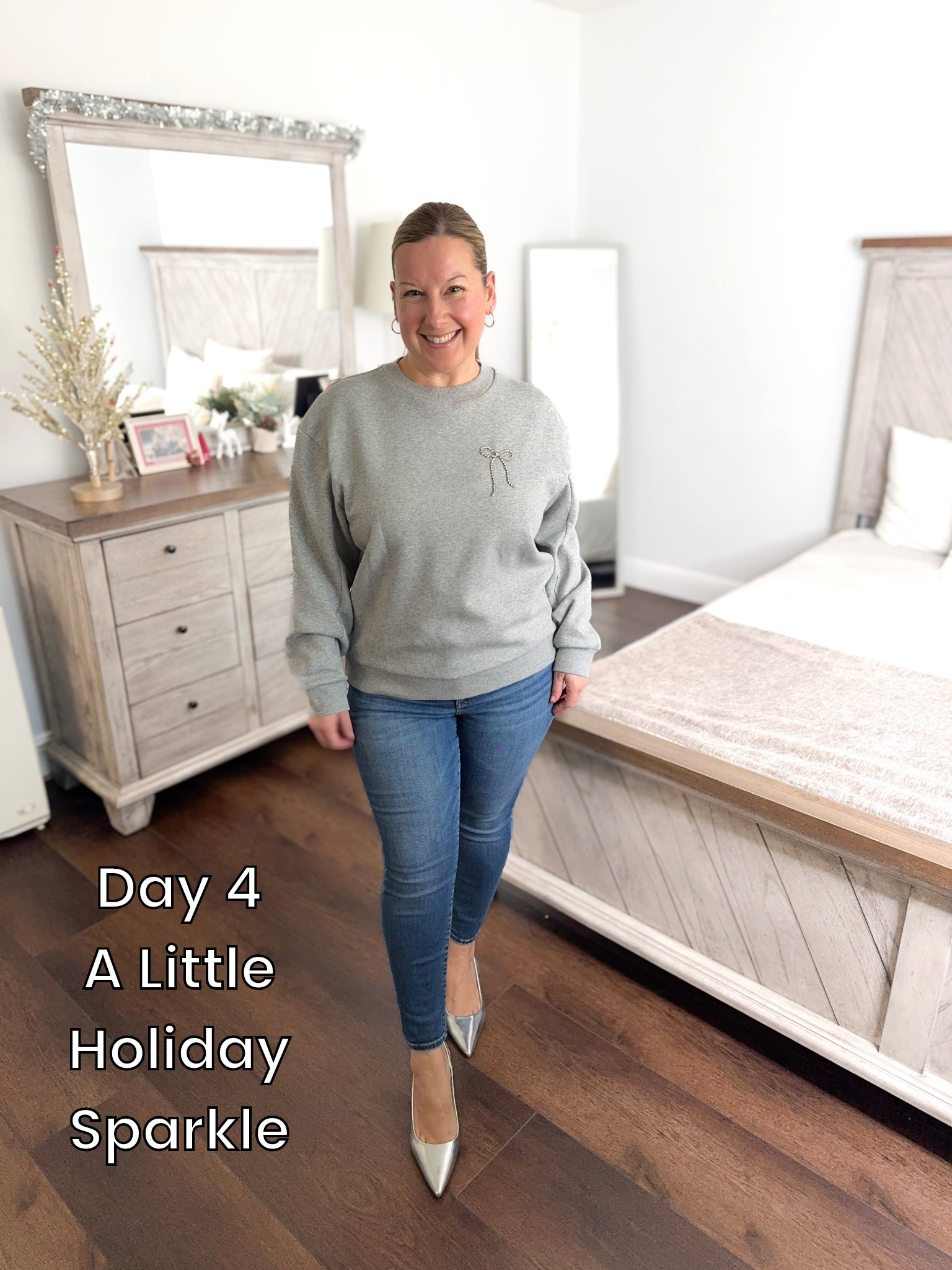 Day 4 of my 12 Days of Christmas Outfits
A little holiday sparkle goes a long way — this cozy sweatshirt with subtle rhinestone details is the perfect mix of comfy and festive ✨

#LTKHoliday #LTKootd #LTKPetite