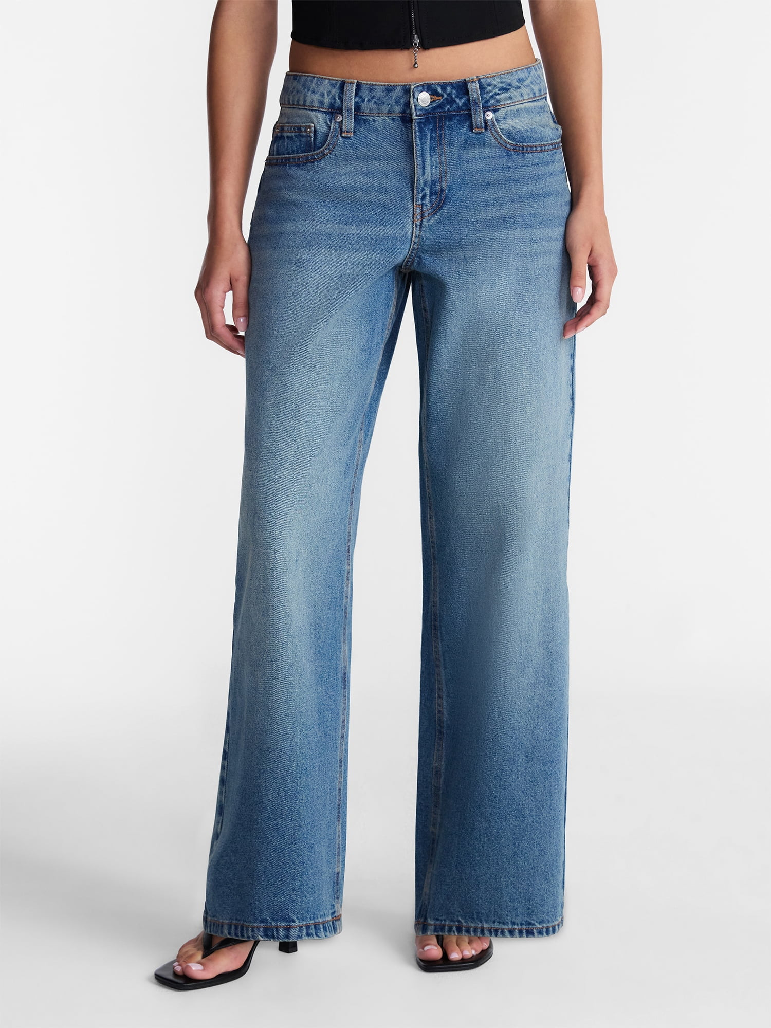 No Boundaries Low Rise Cotton Baggy Jeans, 31.5'' Inseam, Women's 00-26W | Walmart (US)