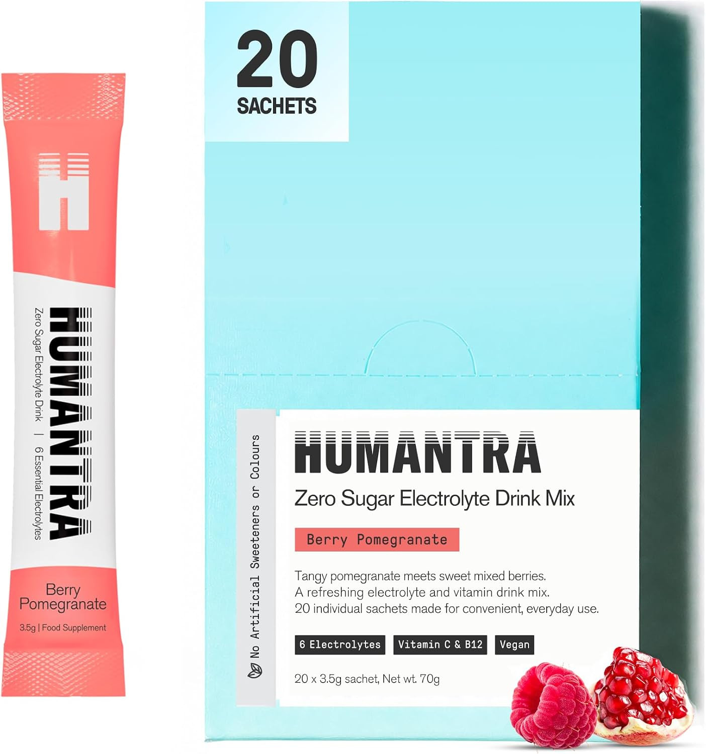 Humantra Electrolytes Powder Hydration Sachets - Berry Pomegranate, 20ct | Amazon (UK)