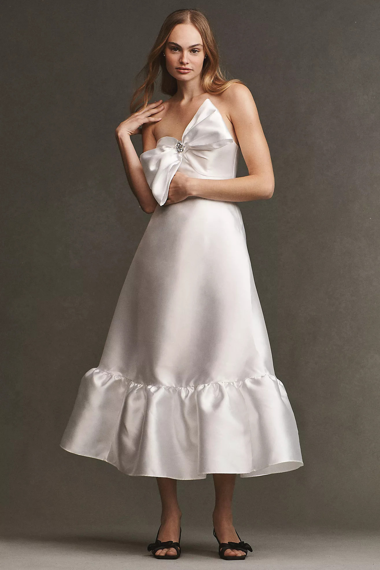 Hutch Strapless Crystal Bow-Tie Midi Dress | Anthropologie (US)