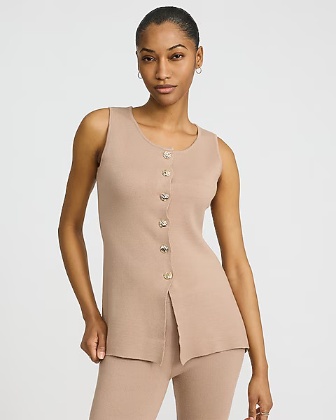 Novelty Button Knit Cutaway Vest | Express