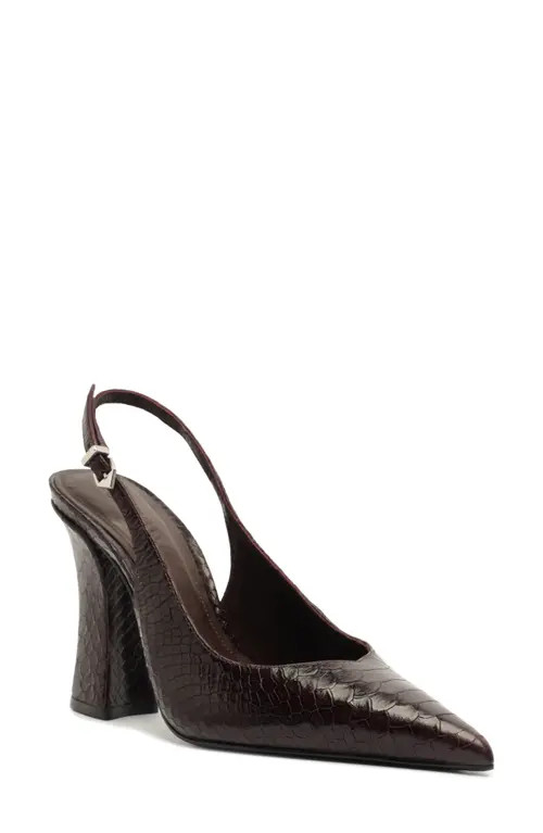 Schutz Michelle Snakeskin Embossed Slingback Pump in Dark Plum at Nordstrom, Size 7.5 | Nordstrom