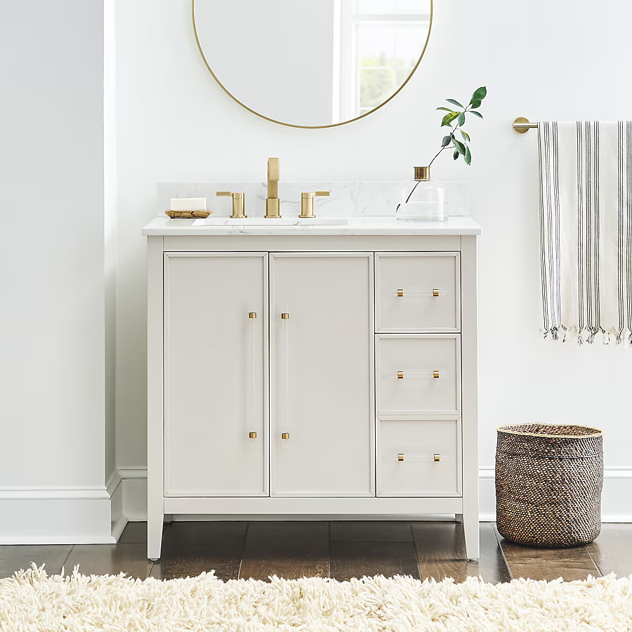 Origin 21 Alise 36-in Agreeable Gray Undermount Single Sink Bathroom Vanity with White Engineered... | Lowe's