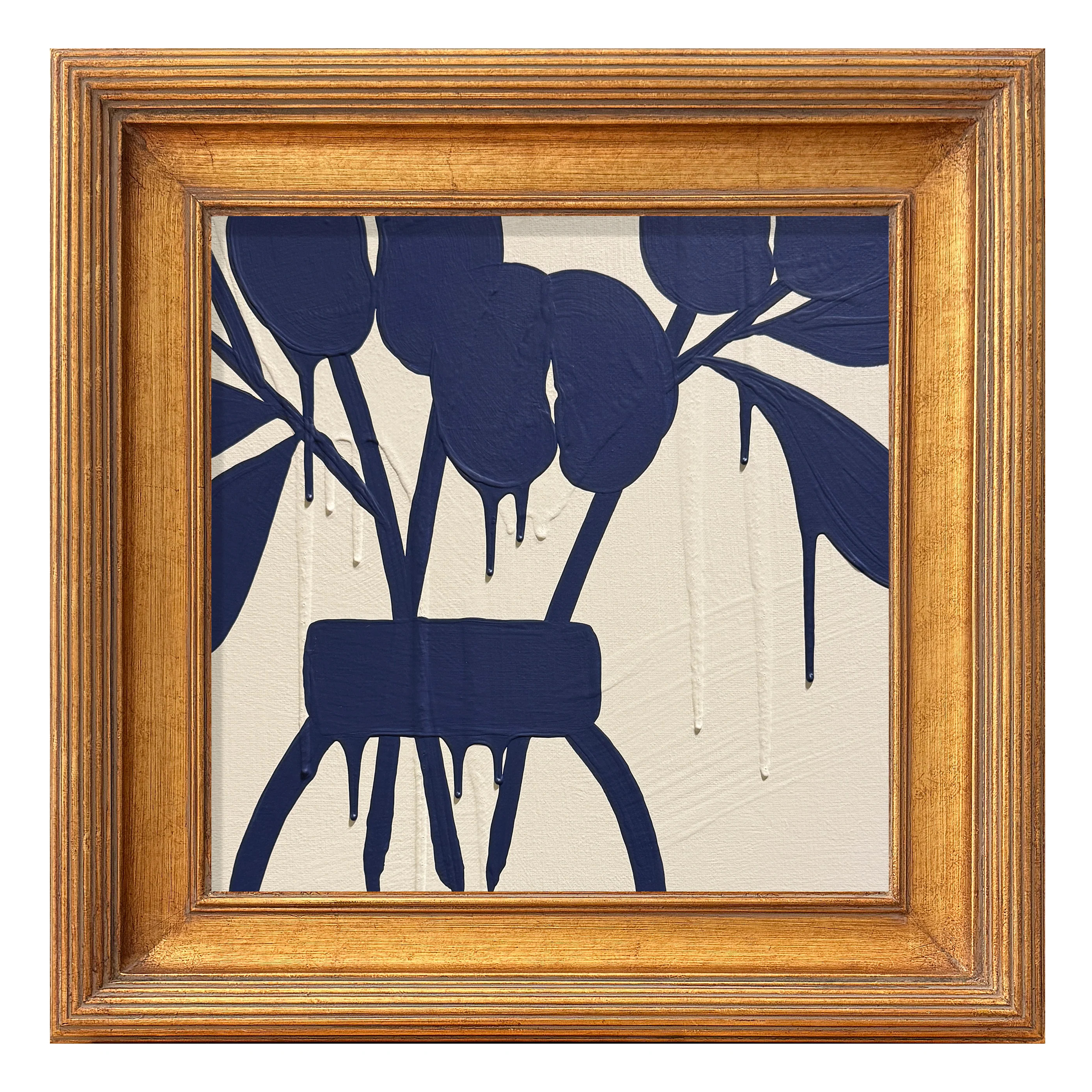 Mini Orchid Cream Navy Acrylic Art by Ron Giusti | Paloma & Co.