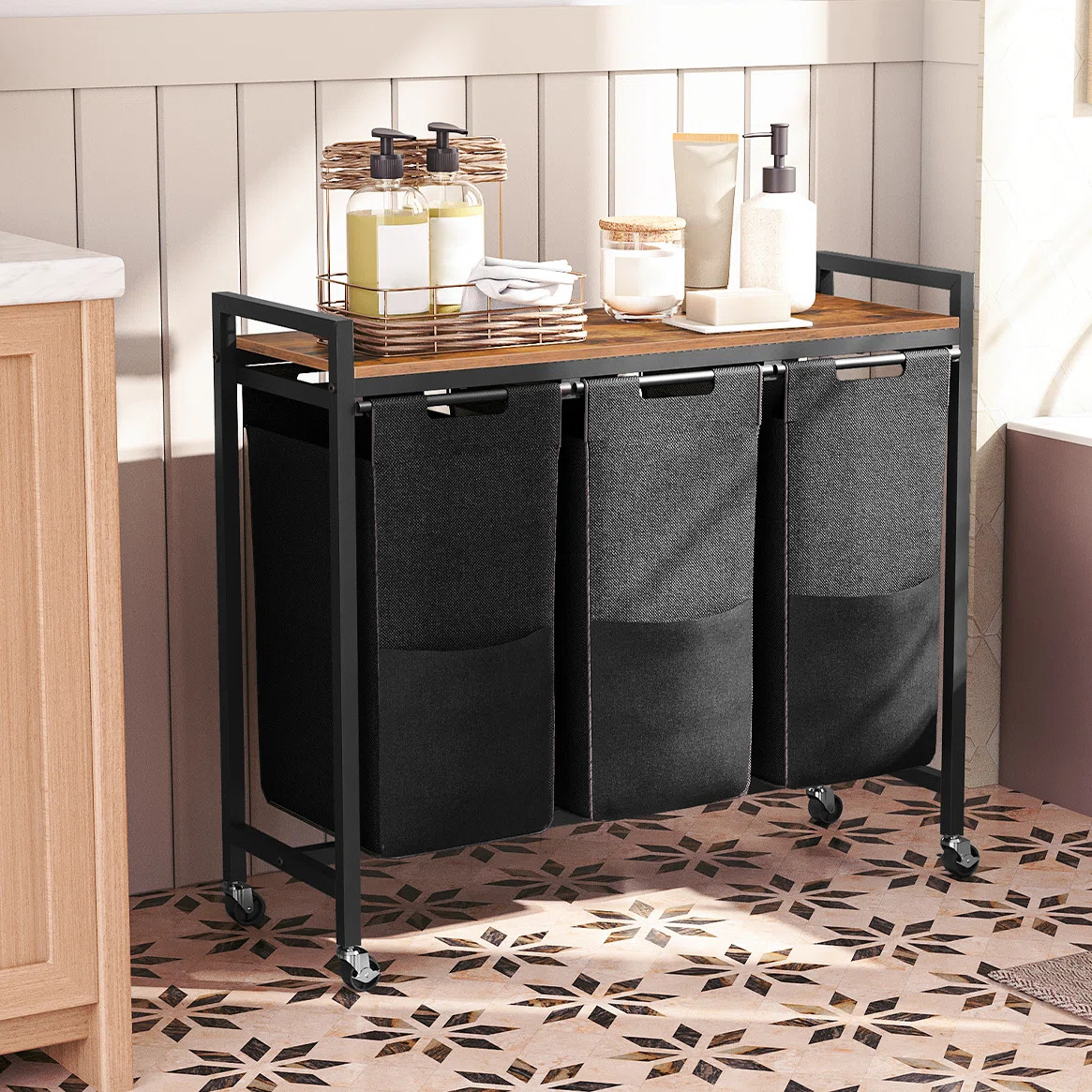 17 Stories Cythia 3 Removable Liners Laundry Hamper with Wheels & Reviews | Wayfair | Wayfair North America