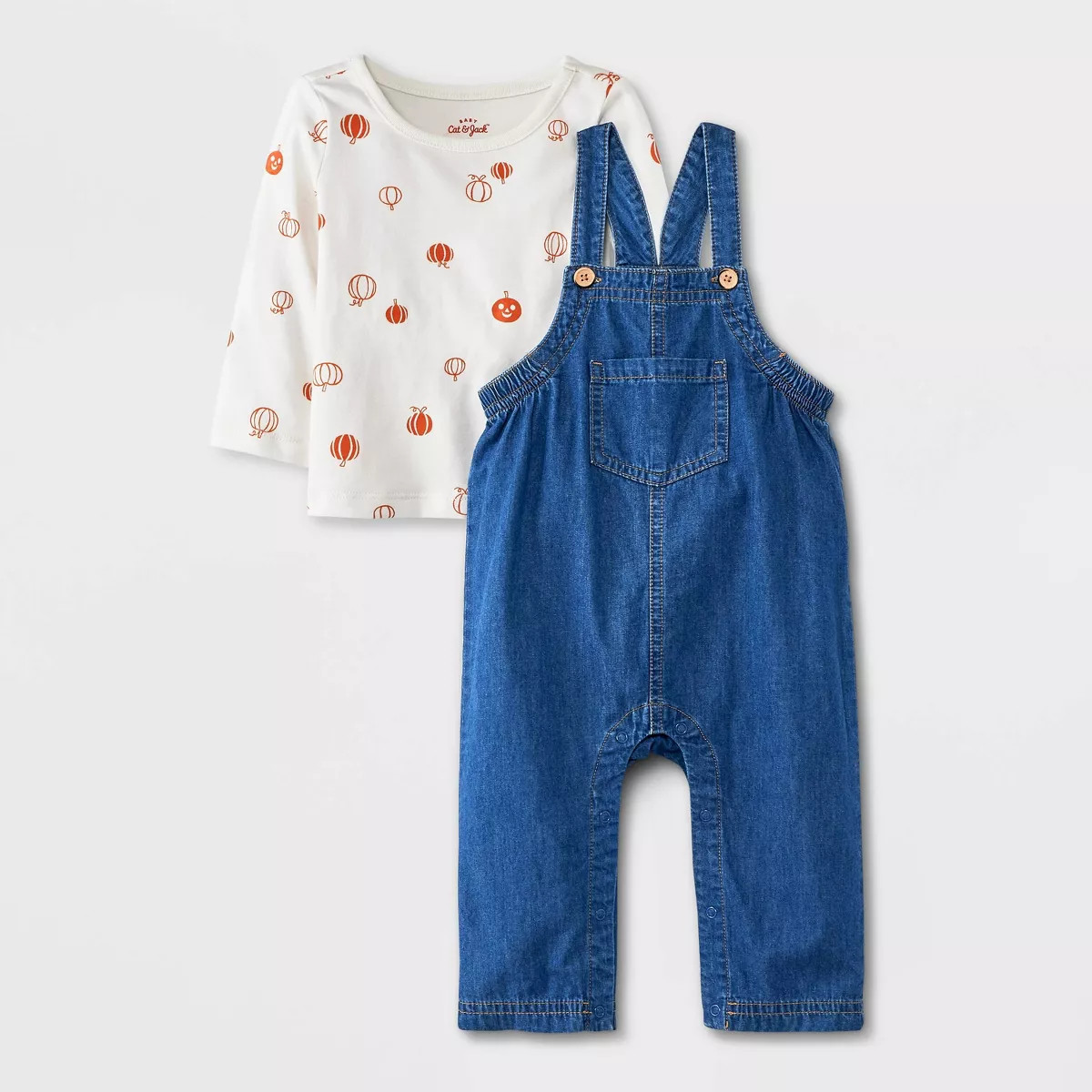Baby Halloween Denim Overalls Set - Cat & Jack™ Cream | Target