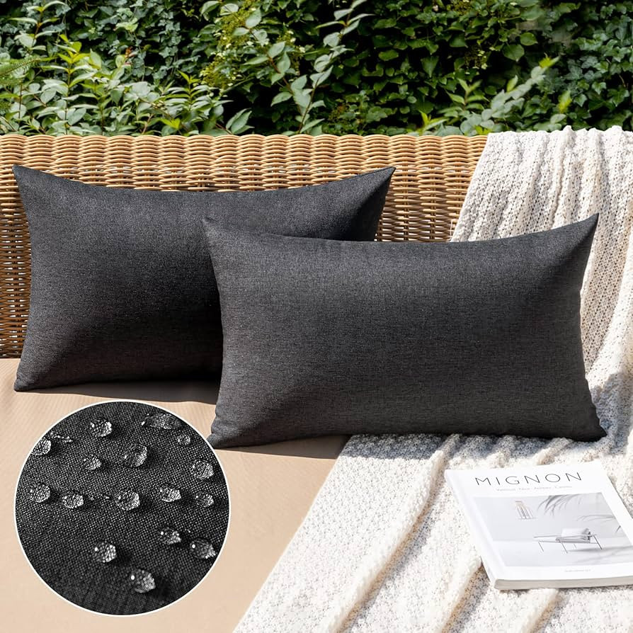 MIULEE Pack of 2 Decorative Outdoor Solid Waterproof Throw Pillow Covers Faux Linen Garden Farmho... | Amazon (US)