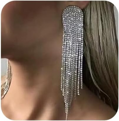 Boho Rhinestones Tassels Statement Gold Earrings for Women Fashion Jewelry for Party Daily Life | Amazon (US)