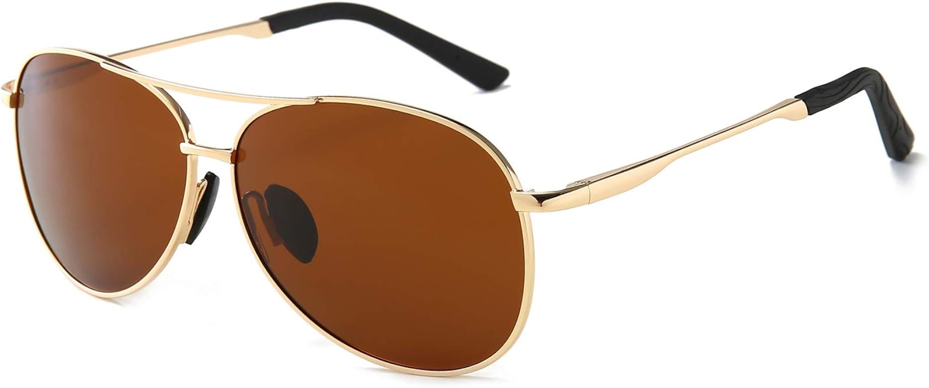 Premium Military Style Classic Aviator Sunglasses with Spring Hinges | Amazon (US)