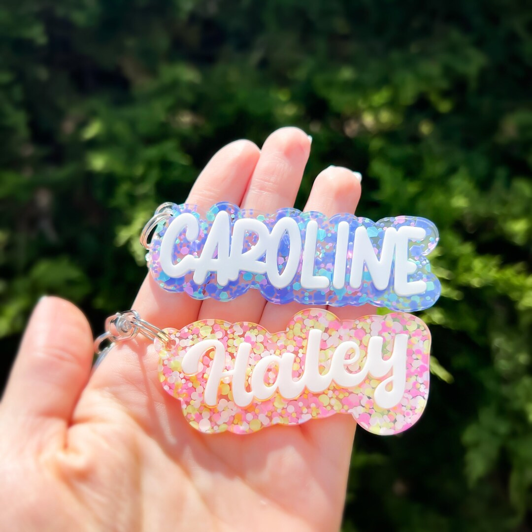 Personalized Name Keychain Cute Dots Acrylic Keyring - Etsy | Etsy (US)