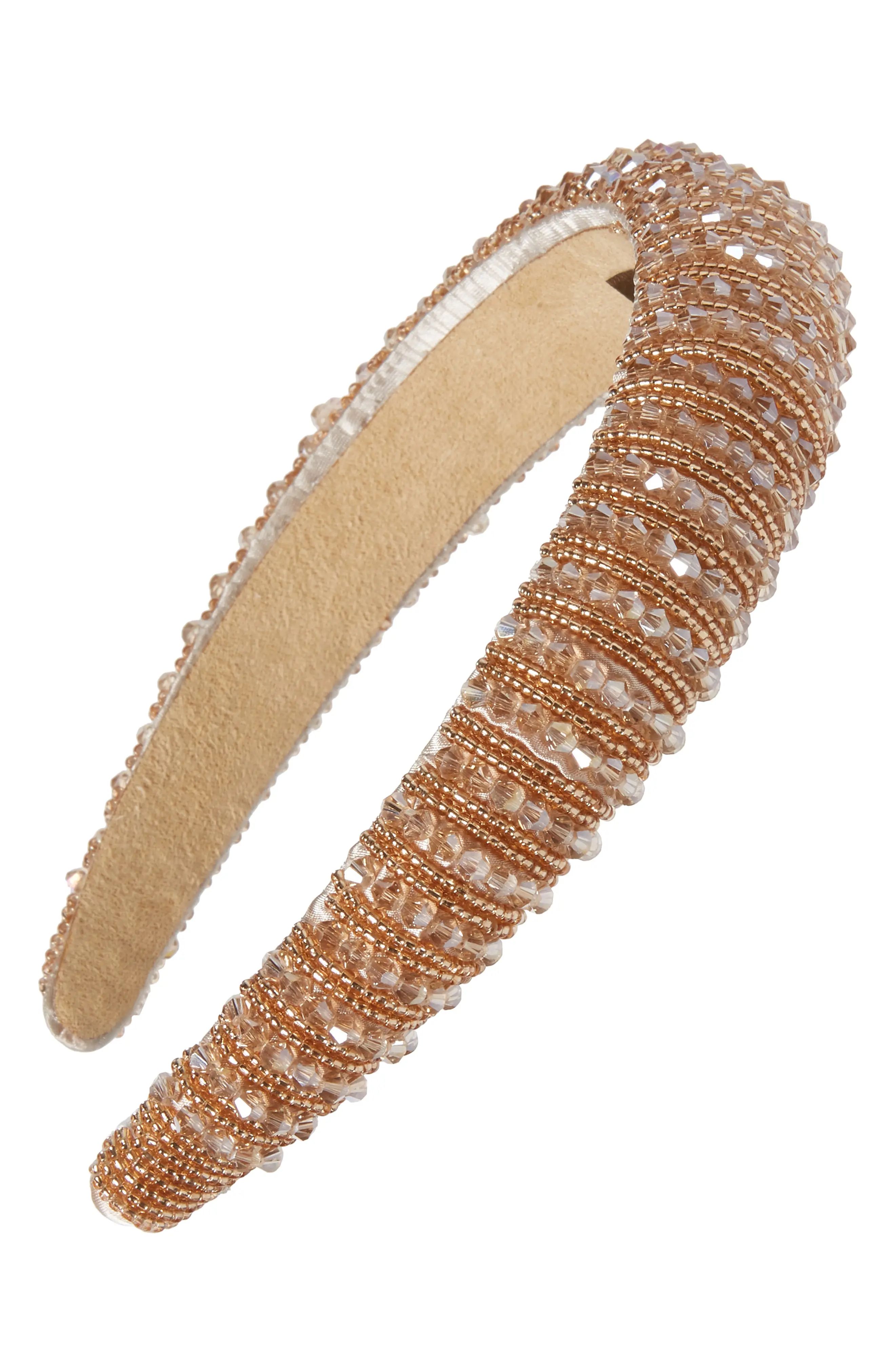 Tasha Glass Beaded Headband, Size One Size - Beige | Nordstrom