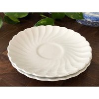 White Saucer Plates Johnson Bros. Set Of 2 Ironstone Vintage Distressed Replacement Scalloped Snowhi | Etsy (US)