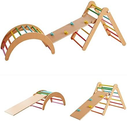 4 In 1 Pikler Triangle Gym, Montessori Foldable Climber with Ramp, Indoor Climbing Toys for Kids,... | Amazon (US)