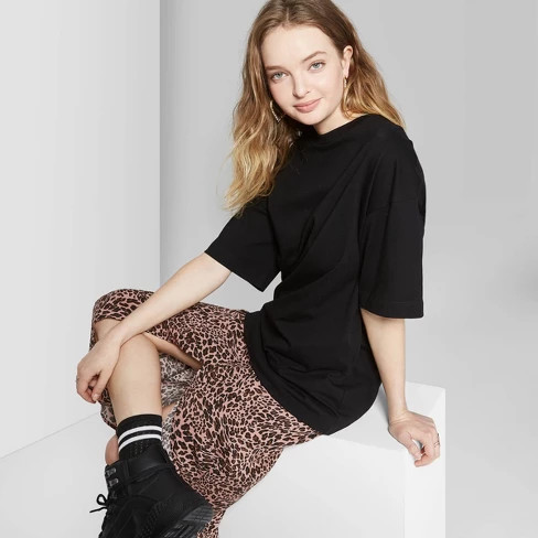 Women's Oversized Elbow Sleeve Crewneck T-Shirt -Wild Fable™ Black | Target