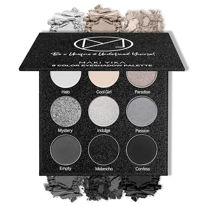 MAKI YIKA Black Grey Smoky Eyeshadow Palette, Matte Black White Gray Silver High Pigmented Smokey... | Amazon (US)
