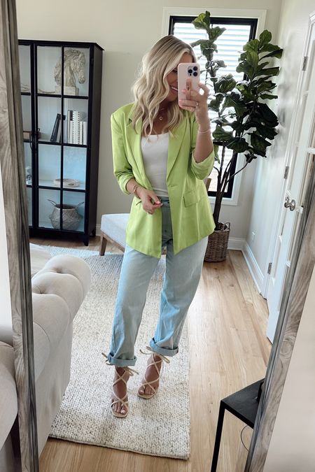 This outfit!!! 
Size down in this Amazon blazer! Such a fun and nice quality piece! Comes in other colors!
Jeans I’m in my TTS and they’re my go to baggy jeans. I have two washes! Code: BRSUMMER for 30% off. 

Spring outfits. Summer style. Outfit ideas. Amazon fashion. Blazer. 

#LTKstyletip #LTKunder100 #LTKsalealert