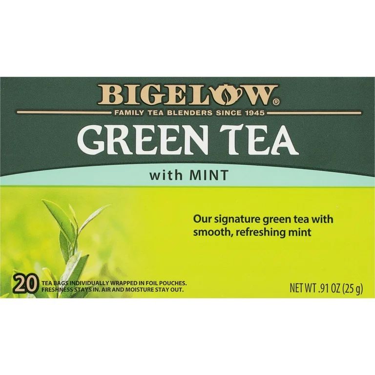 Bigelow Green Tea with Mint, Tea Bags, 20 Count | Walmart (US)