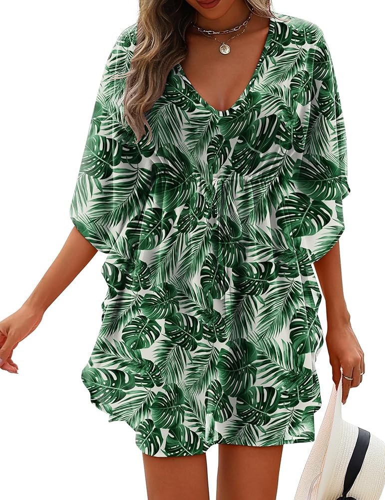 AI'MAGE Womens Beach Swimsuit Coverup Sexy Sheer Bathing Suit Cover Up Dress Swimwear Tie Waist C... | Amazon (US)