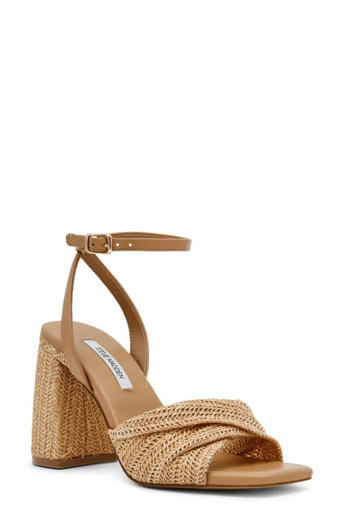 Steve Madden Mandy Ankle Strap Sandal in Raffia at Nordstrom, Size 5.5 | Nordstrom