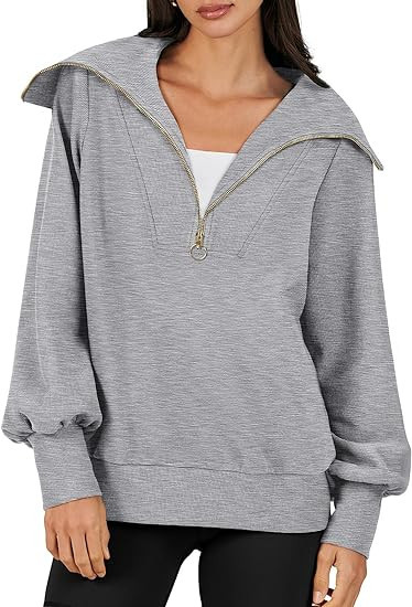 ANRABESS Womens 2023 Fall Fashion Oversized Quarter Zip Pullover Sweatshirts Hoodie for Teen Girl... | Amazon (US)