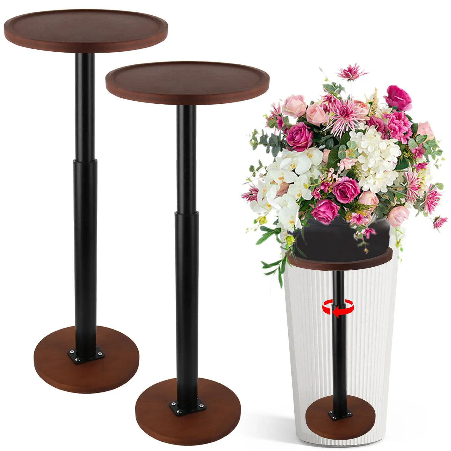 Yichuhaoxi Wooden Adjustable Plant Risers for Indoor Pots Seven point nine to Thirteen point eight inches Tall Tapered Plant Stand for Large | Lowe's