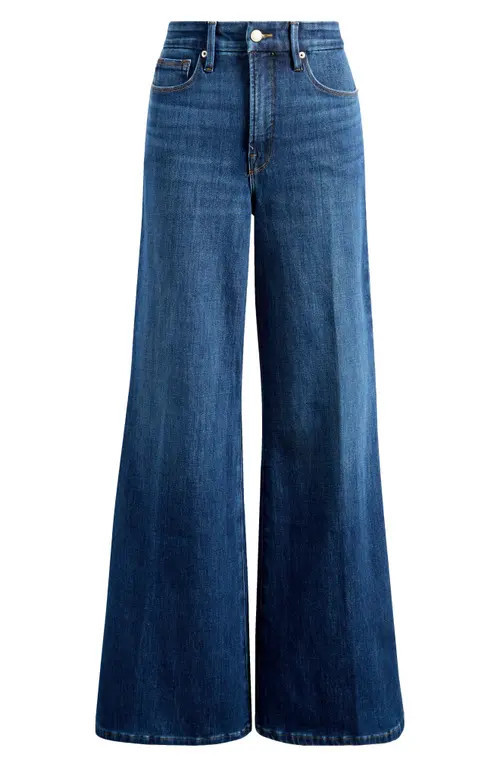 Good American Soft-Tech Good Waist Palazzo Jeans in Indigo977 at Nordstrom, Size 20 | Nordstrom